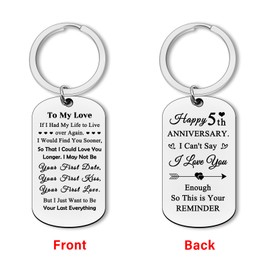 Anniversary Keyring Gifts for Him Her 5 Year Anniversary Keyring for Men Women 5th Anniversary Wedding Gifts for Husband Wife Couple Anniversary Keychain Christmas Birthday Valentines Day Gifts
