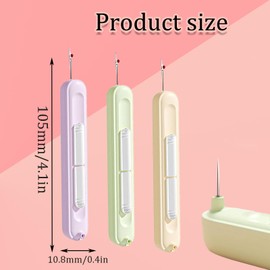 3 PCS Needle Threaders,Needle Threader Tool, 2-in-1 Needle Threader & Seam Ripper Toolr and Stitch Unpicker Tool Tools Suitable for Crafting,Knitting(Green+Purple+White)