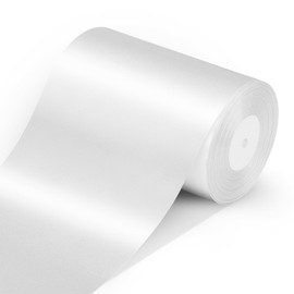 AiQInu Satin Ribbon White, 10 cm x 20 m Ribbon Wide Gift Ribbon Ribbons Bow Satin Ribbon Wedding Decoration Satin Decorative Ribbon for Outdoor Decoration Party Decoration Chair Wedding Valentine's