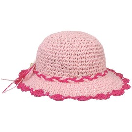 Lipodo Kamia Girls' Summer Hat with Flower Appliqué for Children Straw Hat Spring / Summer, pink
