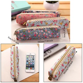 HABUAETY Small Pencil Pouch Floral Pen Bag Women Flower Office Stationery Mini Makeup Cosmetic Bags