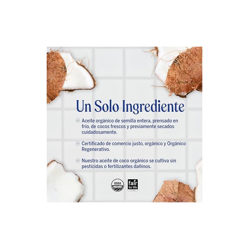 Dr. Bronner's Aceite de coco de semilla entera, certificado orgánico