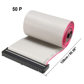 sourcing map IDC Gray Wire Flat Ribbon Cable 50 Pins 128cm Length 2.54mm Pitch Type-C