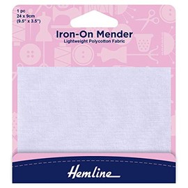 Polycotton Mender Iron On, 9x24cm - White