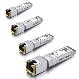 4 Pack 10Gb SFP+ RJ45 Transceiver, 10Gbase-T SFP+ Ethernet Copper Module, CAT.6a/7, 30m, for Cisco SFP-10G-T-S, Ubiquiti UF-RJ45-10G, UniFi, TP-Link, Fortinet, Netgear, D-Link, Supermicro and More