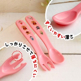 LEC Anpanman Children's Tableware, Spoon & Fork (Pink)