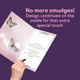 Giftzie Grandma Birthday Card - Pink Rose Butterfly - Beautiful Happy Birthday Card for Grandma from Granddaughter Grandson, A5 Female Floral Bday Mothers Day Greeting Cards