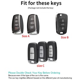 ontto Leather Car Key fob Cover fit for Hyundai Grand Santa Fe IX35 IX45 Genesis Equus Azera 2013-2018 3/4 Buttons Key case Keychain Keyring Accessories Key Bag Key Holder Key Shell Protector Black A