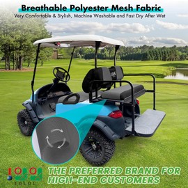 10L0L Golf Cart Front and Rear Seat Cover Set for Club Car Precedent/Onward/Tempo & Yamaha G29 Drive/Drive 2,Stylish 4 Passenger Front Back Seat Covers,Breathable Washable Polyester Mesh (Black/Grey)