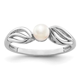 Diamond2Deal 925 Sterling Silver 2mm White Cultured Pearl Engagement Wedding Band Ring Size 7