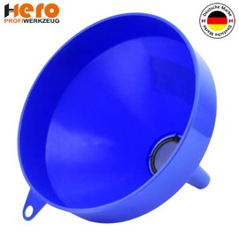 HERO Kunststofftrichter GROß Ø 25cm Einfülltrichter Allzwecktrichter Trichter Kraftstofftrichter mit Sieb Öltrichter Benzintrichter Dieseltrichter Wassertrichter Gießtrichter Öl Benzin Diesel Wasser