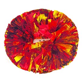 Sohcue 2 Pack 6 Inch Cheerleading Pom Poms with Baton Handle, Cheer Pompoms for Kids Adult, for Team Spirit Sports, Red-Gold