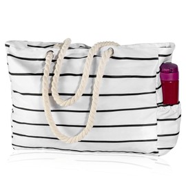 KUAK Beach Bag for Women, Large Beach Bags Waterproof Sandproof Beach Tote Bag with Zipper and Pockets for Swim Pool Vacation Family Size