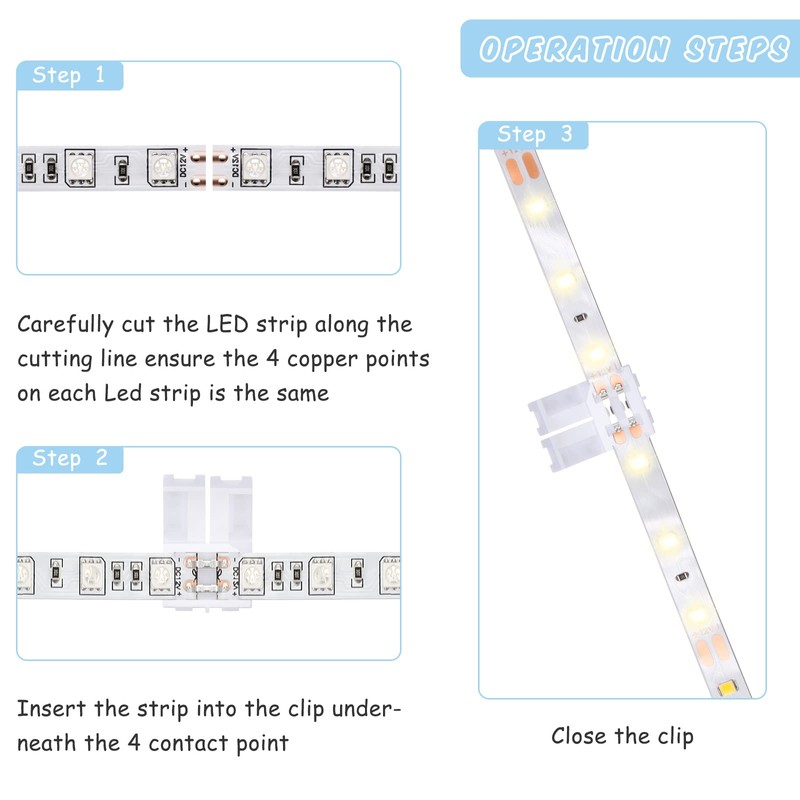 Mudder 40 Pcs 10 mm 2 Pin LED Strip Connectors