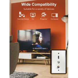 HDMI Coax Ethernet Wall Plate, 1 Port 4K HDMI Keystone, 1 Port Coax Keystone, 1 Port CAT6 Keystone Wall Plate