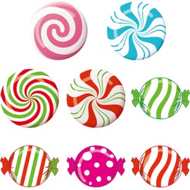 Candyland Party Decorations Candy Cutouts Christmas Bulletin Board Decorations Colorful Peppermint Candies Cutouts with Glue Point Dots for Classroom School Christmas Party, 5.9 x 5.9 Inch (40 Pieces)