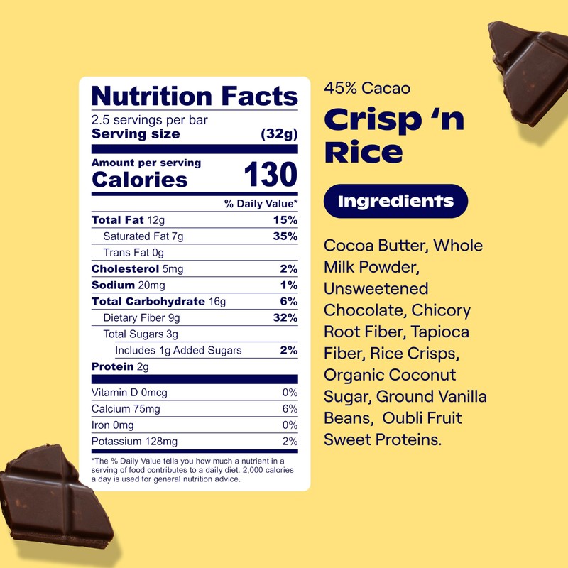 Oobli Milk Chocolate Bars, Only 1g Added Sugar, Low Carb,