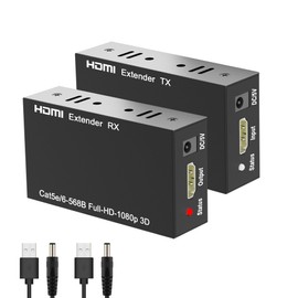 Closs HDMI Extender 196ft Over cat5e/6,1080P, HDMI to Ethernet Extender Adapter Transmitter Receiver Support Full HD 1080P 3D, Plug & Play Without Driver