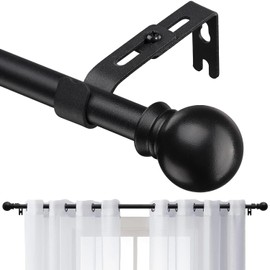 Barras de cortina negras para ventanas de 28 a 48 pulgadas, barra de cortina pequeña de 5/8 pulgadas para baño, salón y cocina (tamaño: 28-52 pulgadas)