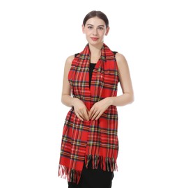 Velurie Women Winter Scarf Elegant Shawl Wrap Men Supreme Comfort Style Cashmere Feel Unisex Exquisite Timeless Design (Black/Red - #17-9)