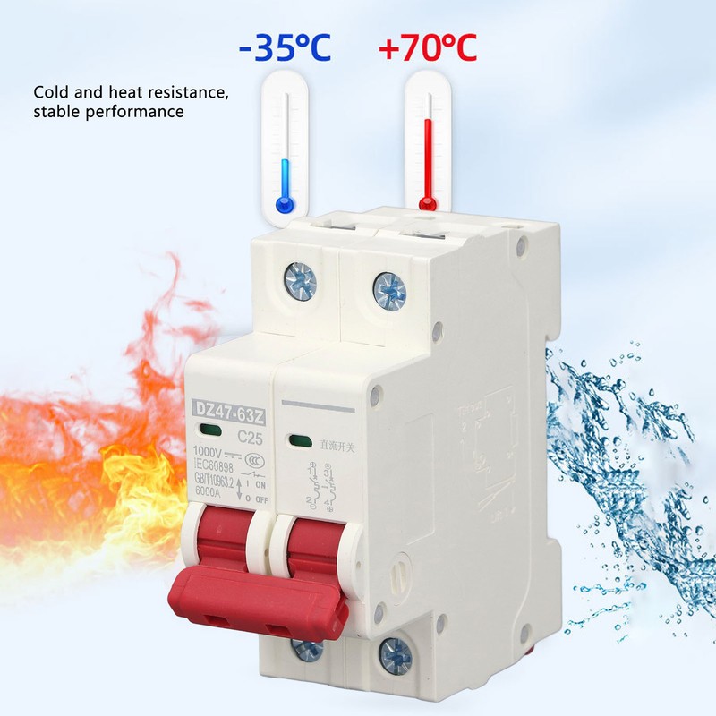 Circuit Breaker 2P DC 1000V MCB 25A DIN Rail Mount