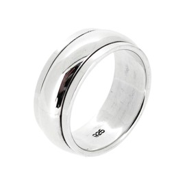 Treasure Bay MENS Silver Ring 8.5MM Band Plain Silver Ring, 925 Sterling Silver Spin Spinner Stress Relief Ring - Rope Design Silver Ring Size: P R T U W Y Z (Z)