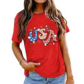 American Flag Shirts for Women 4th of July T-Shirt Graphic Patriot Tee Stars and Stripes Tees