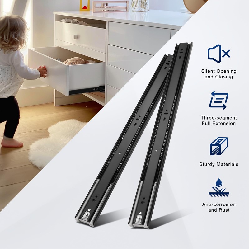 Probrico 1 Pair 18 Inch Soft Close Drawer Slides, Ball