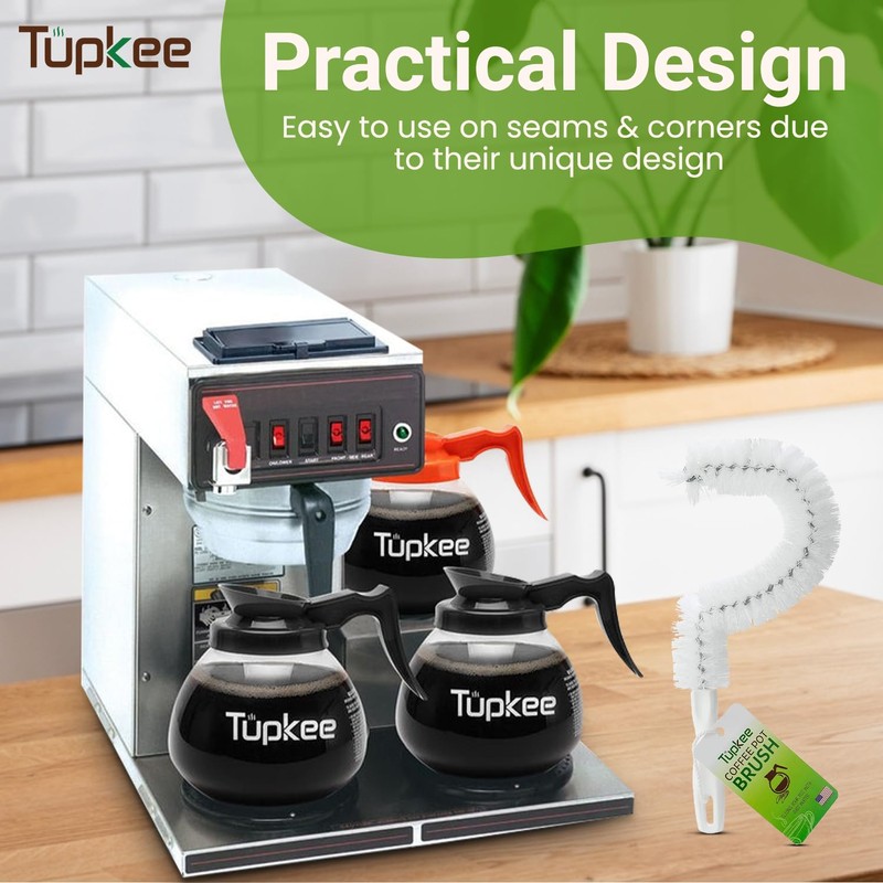 Tupkee Coffee Pot Cleaning Brush – Non Scratching, Long Lasting