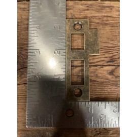 Antique/Vintage Style Door Strike Plate, Mortise, Victorian, Brass, 3-1/4"