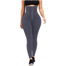 JGS1996 Plus Size Shapewear Tummy Control Leggings for Women High Waisted Compression Corset Waist Trainer Pants Body Shaper A-Grey