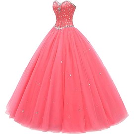 Likedpage Women's Sweetheart Ball Gown Tulle Quinceanera Dresses Prom Dress (US10, Champagne) … …