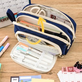 COLOCASTLE Federmäppchen Mäppchen mit 3 Fächer Federtasche große Kapazität Federmappe Mädchen Junge Teenager Erwachsene Schlamppermäppchen Pencil Case mit Tragegriff für Schule Büro