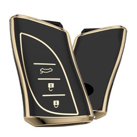 [KUNIO] Lexus Exclusive Key Case, Key Holder, Genuine Flexible TPU Lexus ES ES300h ES350 UX UX200 NX LC500 LC500h LS500 LS500H GS IS RX LX RC 2018 2019 Car Fashionable, A Black