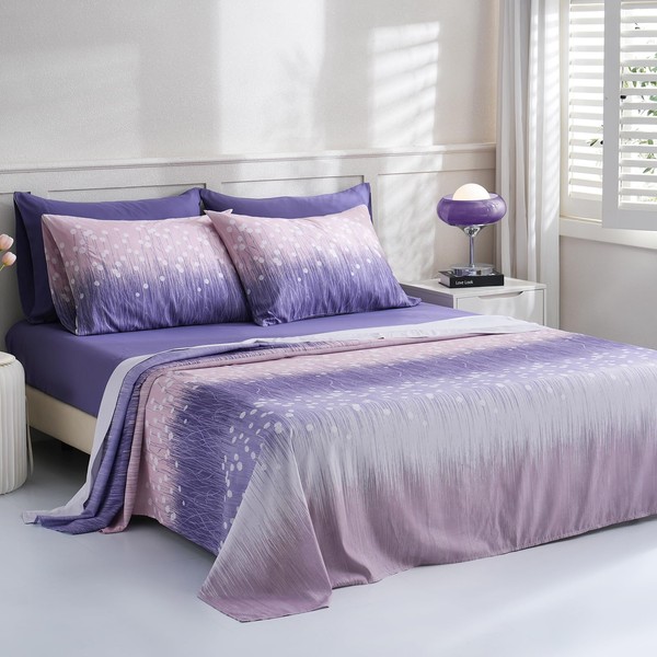 LONAVA Floral Queen Size Bed Sheet Set, 6 Piece, Deep