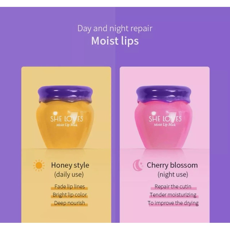 SHE LOVES Lip Mask Overnight, Honey&Sakura Day & Night Repair
