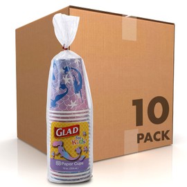 Glad for Kids Mermaids 12oz Paper Cups Soak Proof | Mermaids Kids Drinking Cups 12 Ounces | Mermaids Paper Cups for Everyday Use | 12 oz Paper Cups 200 Ct