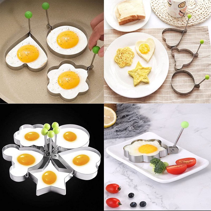 5 x Stainless Steel Fried Egg Moulds, Non-Stick Egg Rings,