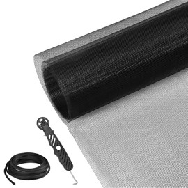 Window Screen, 35" x 118" Screen Door Repair Kit with rubber piping and hand tool, Screen Repair Kit for Sliding Door, Window Screen and Patio Screen (Black)