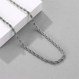 Uarein Stainless Steel Twist Chain Necklaces.Gold/Silver/Black Rope Link Necklaces Minimalism Choker Necklaces Fashion Jewelry Gifts for Women (Silver)