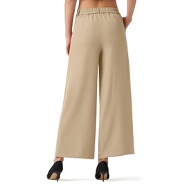 Willit Women's Wide Leg Pants Work Dress Pants Casual Palazzo Pants High Waisted Business Office Slacks 27" Light Khaki L