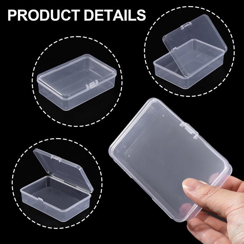 4 Pcs Mini Clear Plastic Storage Containers Box, 3.7x2.5x1 Inches