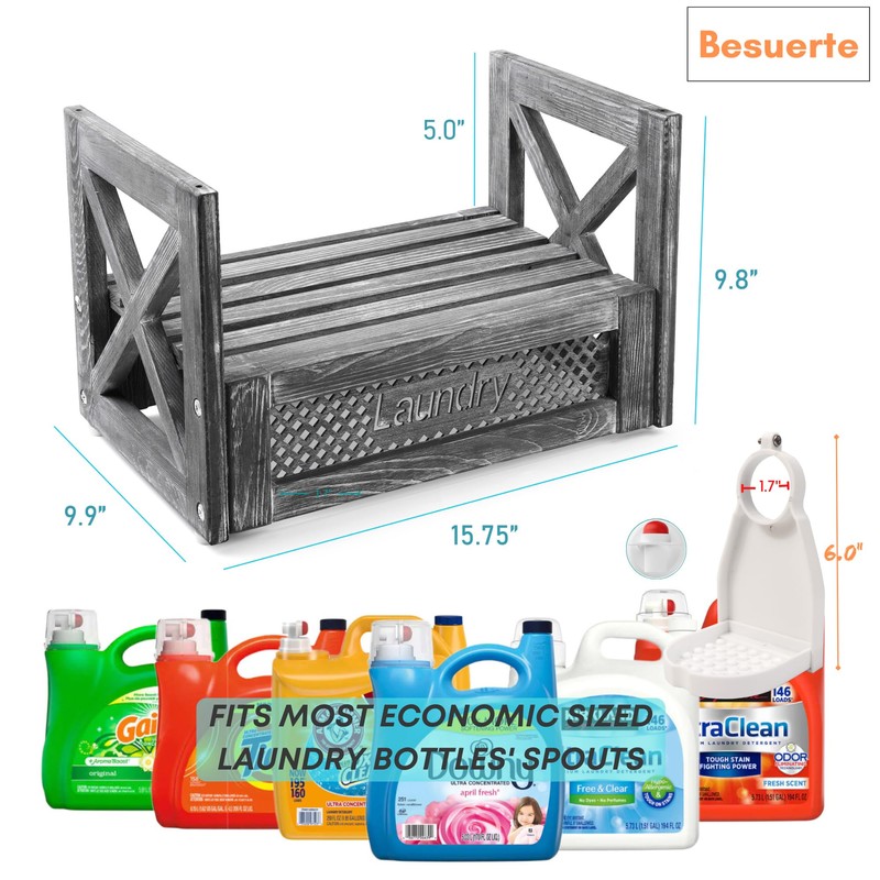 Besuerte Wooden Counter Stand Detergent Holder-laundry Detergent Organizer-Liquid Detergent Dispenser-Farmhouse