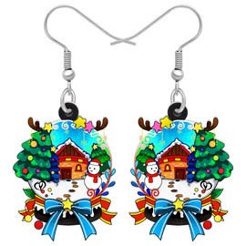 RAIDIN Acrylic Novelty Christmas Crystal Ball Dangle Hook Earrings Gifts for Women Girls Holiday Cute Snow Globe Jewellery for Festival Party Favors Decorations, Acrylic, No Gemstone