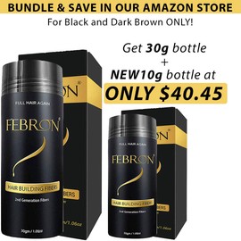 FEBRON Hair Fibers For Thinning Hair DARK BROWN For Women & Men Hair Loss Concealer Hair Powder Volumizing Based 100% Undetectable & Natural - Bold Spots Filler (30 Gram, Dark Brown)