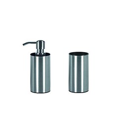 Kleine Wolke Bathroom Accessories Set - 2 Pieces - Scope Bathroom Tumbler and Soap Dispenser - Stainless Steel/Polypropylen - Elegant Classic Design - Silver