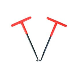 QWORK 2-Piece Motorcycle Exhaust Spring Hooks - T-Handle Spring Puller Tool for Various Applications: Dirt Bikes, Motorcycles, and Snowmobiles (Red with Black)