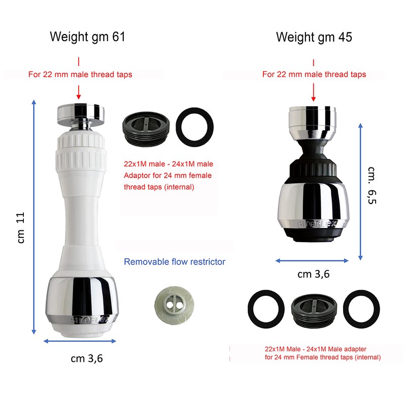 Siroflex 2507/5W "Duetto" 1 White Hose with Tap Aerator for