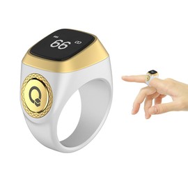 Abiyou Smart Ring Counter, Smart Tasbih Zikr Ring, Muslim Islamic Prayer Smart Rings, Tasbih Counter Smart Ring, Tasbeeh Smart Counter, Digital Electronic Smart Tally Counter for Prayer (White,20MM)