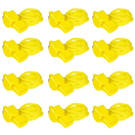 LIANGYUNZE Whistle, 12 Pcs Yellow Professional Sport Whistle Set with Lanyard - Loud Pea-Less Whistle for Coaches, Referees, Lifeguards and Police